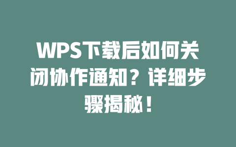 WPS下载后如何关闭协作通知？详细步骤揭秘！ 二