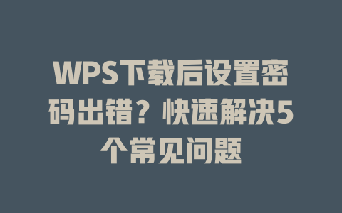 WPS下载后设置密码出错？快速解决5个常见问题 二