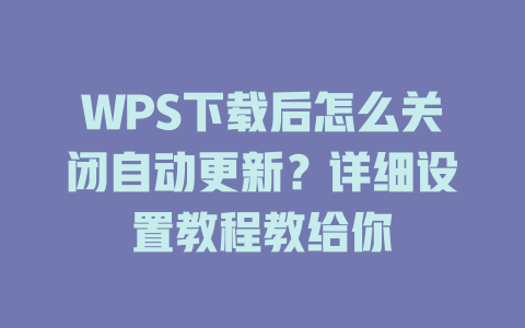 WPS下载后怎么关闭自动更新?详细设置教程教给你 二