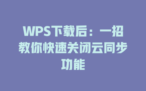 WPS下载后：一招教你快速关闭云同步功能 二