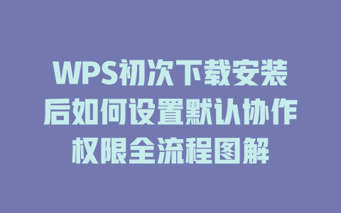 WPS初次下载安装后如何设置默认协作权限全流程图解 二