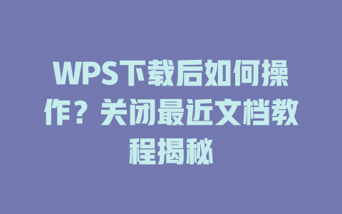 WPS下载后如何操作?关闭最近文档教程揭秘 二