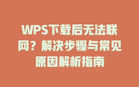 WPS下载后无法联网？解决步骤与常见原因解析指南 二