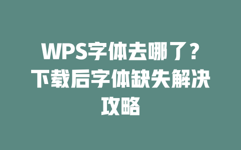 WPS字体去哪了？下载后字体缺失解决攻略 二