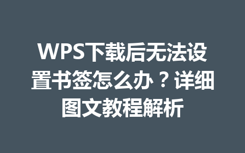 WPS下载后无法设置书签怎么办？详细图文教程解析 二