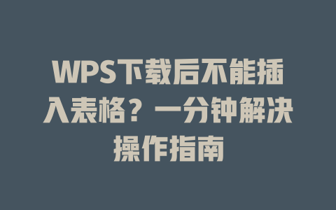 WPS下载后不能插入表格？一分钟解决操作指南 二