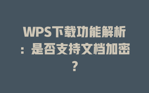 WPS下载功能解析:是否支持文档加密? 二