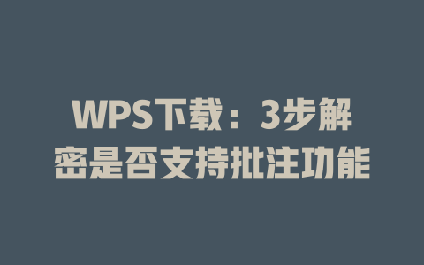 WPS下载：3步解密是否支持批注功能 二