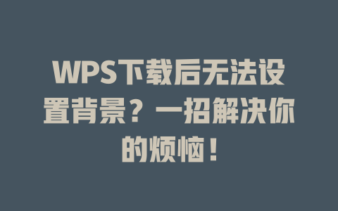 WPS下载后无法设置背景？一招解决你的烦恼！ 二